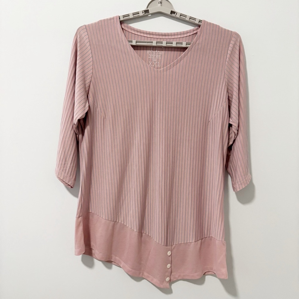 Lur. Fashion Striped V-Neck Tunic Top Womens Size XXL‎ Lagenlook Casual Layered